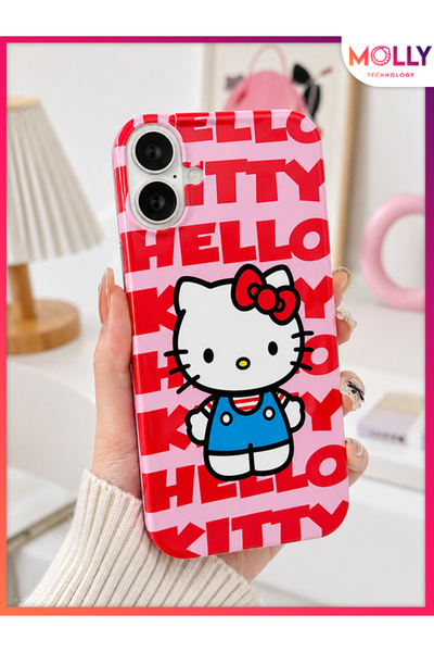 Molly iPhone 17 İçin Pembe Hello Kitty Desenli Silikon Kılıf