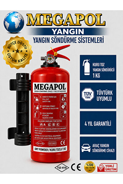 megapol 1 kg kkt tozlu askı apartlı yangın söndürme tüpü, yangın söndürme cihazı