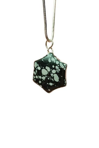 OEM Obsidian Natural Stone Handmade Necklace with Chain: 2 cm Chain: 20 cm Bo...
