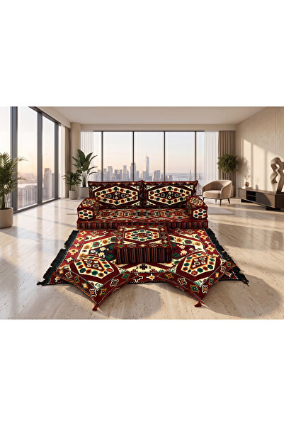 FEYZA DECOR HOME Şark Köşesi Takımı - Otantik Kilim Desenli Yer Minderi Seti ...