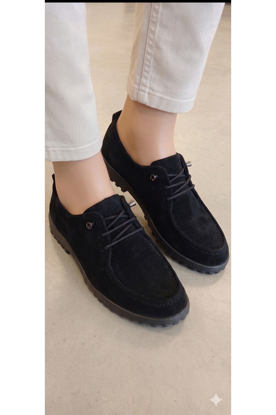 bitangosu Modern Design Suede Loafer with Lace Detail