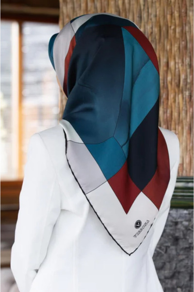 Vissona Tivil Taba - Petrol Blue Colored Silk Scarf Ist Dgn 50310 - 0014 - 00...