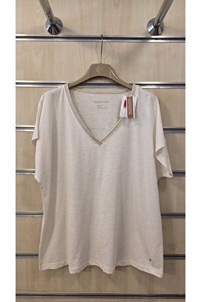 trendbysena Γυναικεία χτενισμένη βαμβακερή μπλούζα με λαιμόκοψη V