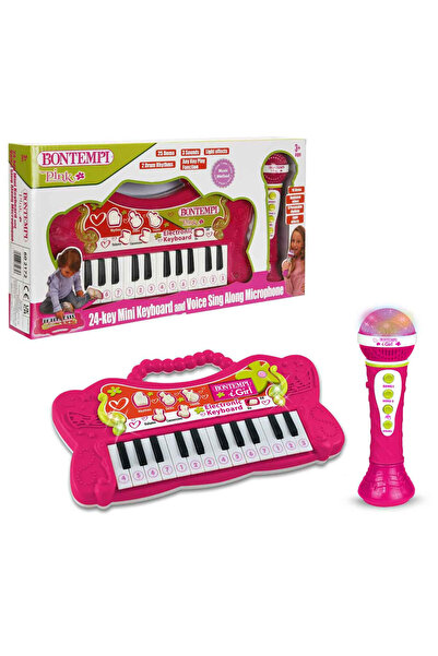 Feyza Oyuncak Bontempi Işıklı Mini Elektronik Pembe Org ve Mikrofonlu Karaoke...