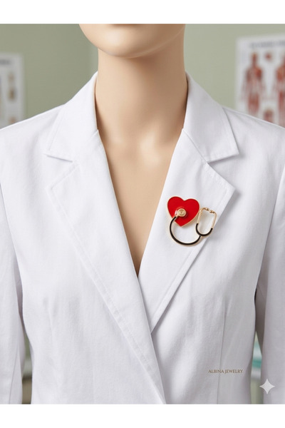 synshop Stetoskop Kalp Lüx Broş Çanta Süsü -Doktor Hemşire Tıp Öğrencisi Hedi...