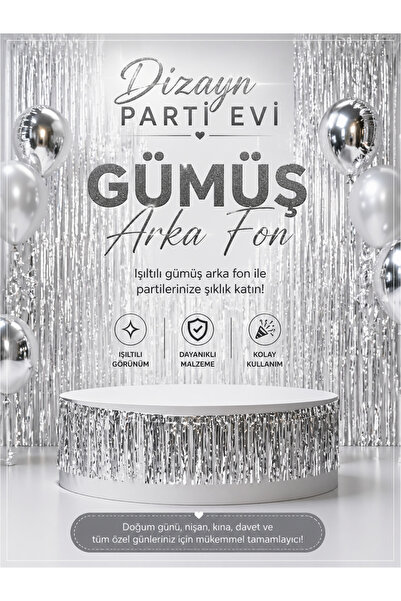 Dizayn Parti Evi Parti Arka Fon Püskül Perde Metalik Fon Perdesi Gold Gümüş R...