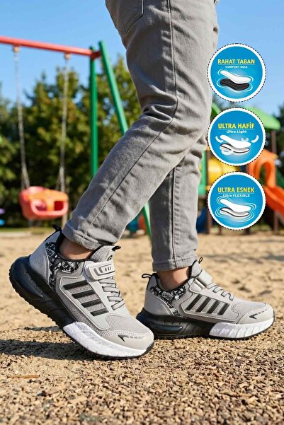 WALKWAY Ice Black Velcro Mesh Lightweight Boys' Sports Shoes 748 F