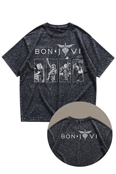 Fuddy Moda Unisex μπλουζάκι Bon Jovi The Circle Tour με στάμπα στο πίσω μέρος...