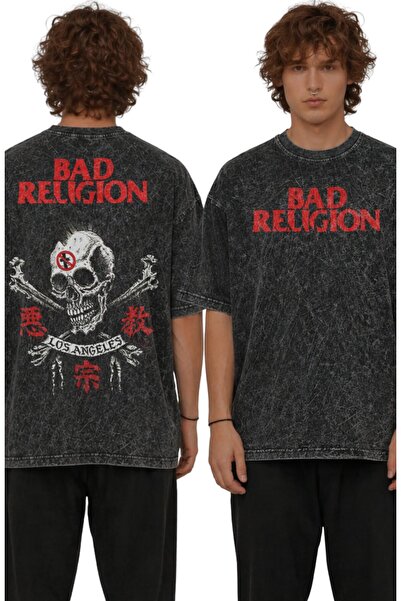 Fuddy Moda Unisex Oversize Bad Religion Los Angeles Back Printed Rock Band Th...