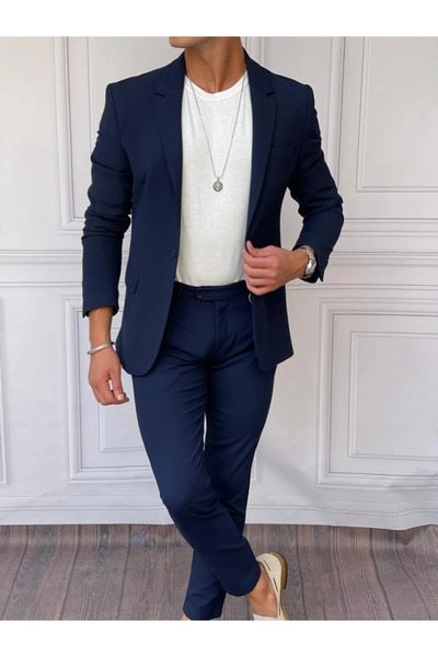 MODEFENDİ Slimfit Molded Cotton Lycra Jacket Trouser Suit