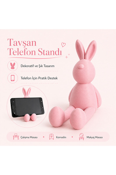 justone "Bunny Love" Telefon Standı – Masa Üstü Dekoratif Telefon Tutucu, Kom...