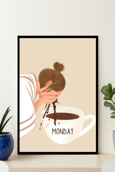Hedef Plus Coffee, Mutfak Tasarımlı Çerçeve Görünümlü Mdf Tablo