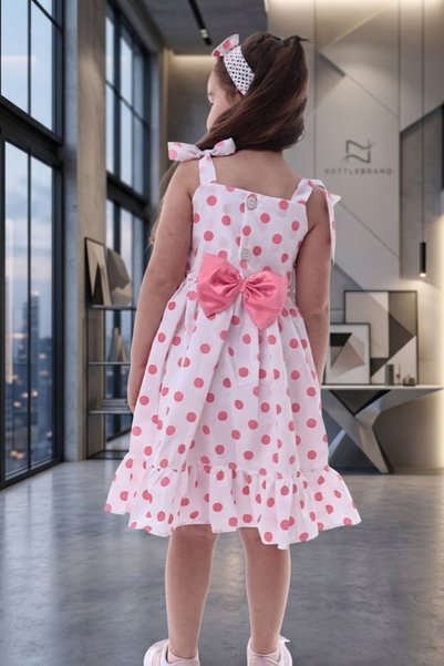 tny kids collection Girl's polka dot cotton ruffle sundress