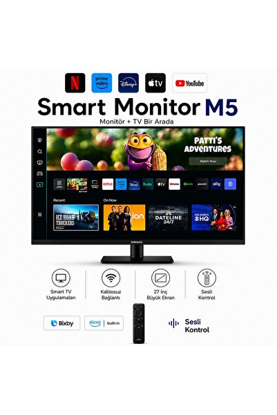 Samsung 27 İnç Full HD Akıllı TV Uygulamalı Wi-Fi Ve Bluetooth Bağlantılı Hop...