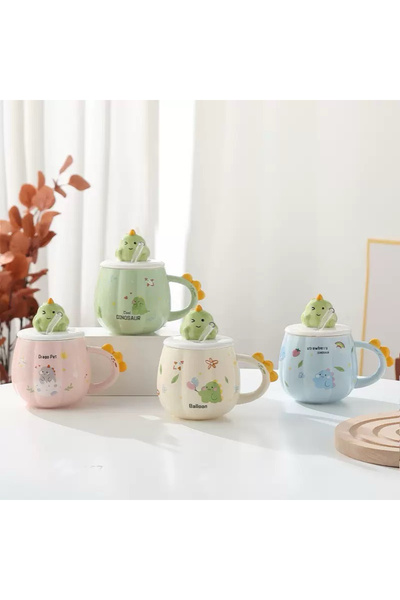 Mihristore كوب سيراميك لطيف بغطاء، كوب هدية