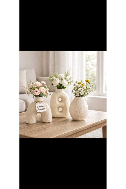 SCA CANDLE Dekoratif tasarım vazo seti 3lü Modern Dekoratif Soy Mum