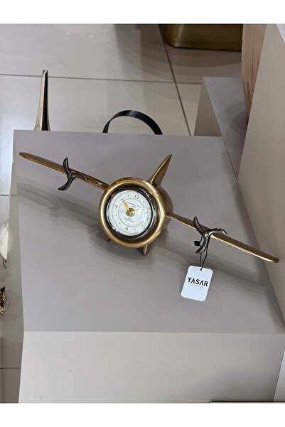 YASAR CONCEPT Skyelle Metal Uçak Masa Saati 15x46 Cm