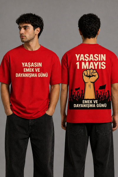 VODEXA 1 MAI ZIUA LUCRĂTORULUI Tricou oversize unisex imprimat 100% bumbac Tr...