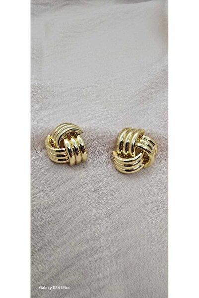 Minimal Düğüm Model Gold Kadın Küpe