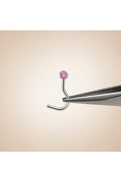 Taşlı Gümüş Burun Piercing (Nostril) – Minimal Kıvrımlı Nose Stud