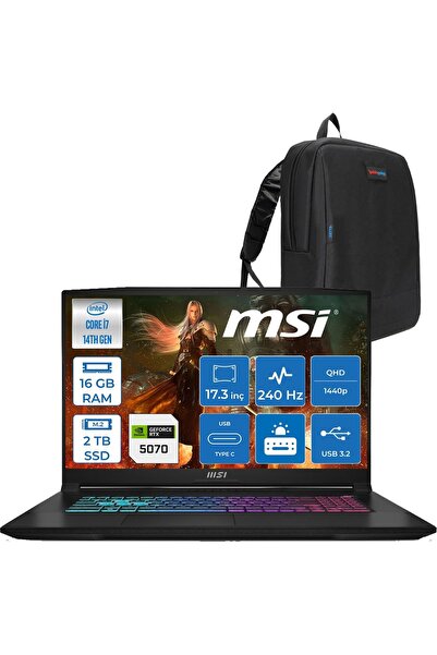 MSI Katana 17 Hx B14WGK Intel Core I7-14650HX 16GB Ddr5 2tb SSD RTX5070/8GB 1...