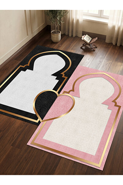 patron halı Sec_520 Heart-Shaped Prayer Rug with Non-Slip Base, Double Prayer...