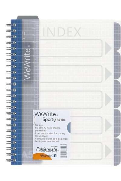 Generic Notebook for 5 subjects, A5 size, 150 ruled perforated sheets with sp...