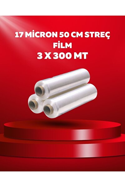 3 Adet Streç Film 17 Micron 50 cm 300 metre x 3
