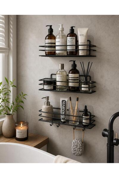 Kitchen Smile Modern 3 Katlı Banyo Düzenleyici Şampuanlık Mutfak Düzenleyici ...