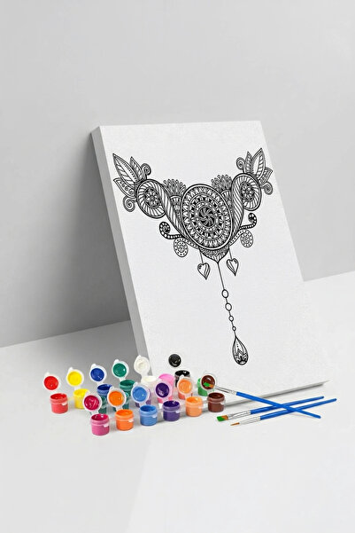 Tabdiko Bohem Desenli Mandala Tuval Boyama Seti 40x50 cm