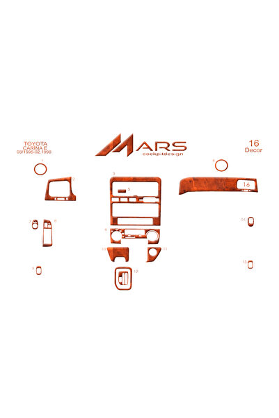 Marscockpitdesign تويوتا كارينا 1995-1998 كونسول-توربيدو 16 قطعة