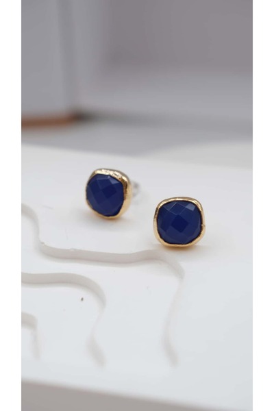 Jerie Gold Natural Stone Stud Earrings