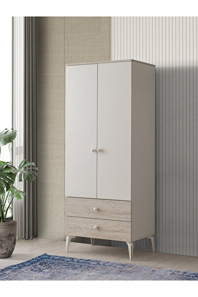 Erz Design Petra 2 Kapaklı Aynalı Elbise Dolabı Gardrop 80x55x200