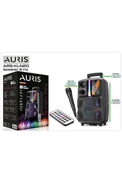kruxon Auris KLN20 8” Bluetooth Parti Hoparlörü Mikrofonlu | Taşınabilir Kabl...