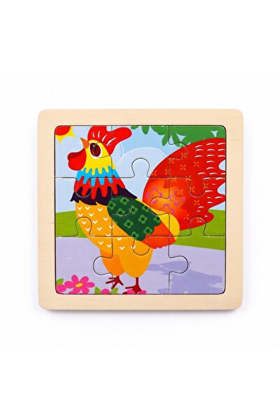 PinkBlue Puzzle educativ din lemn Cocos pentru copii - 9 piese - dezvolta gan...