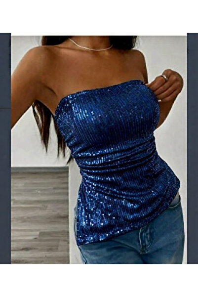 guawwi Payetli straplez bluz