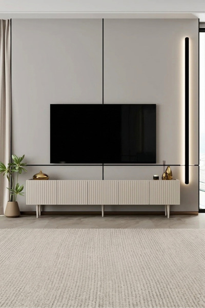 moldesan Capella TV Ünitesi MDF 5 kapaklı 200 cm ayaklı