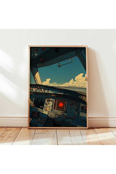 NinaStore Uçak Kokpiti baskı - Havacılık Duvar Sanatı Baskısı - Pilot Görüşü ...