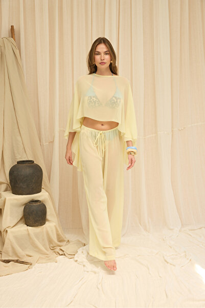 BOHEMAİ Charm Salaş Sarı Crop Pantolon Takım