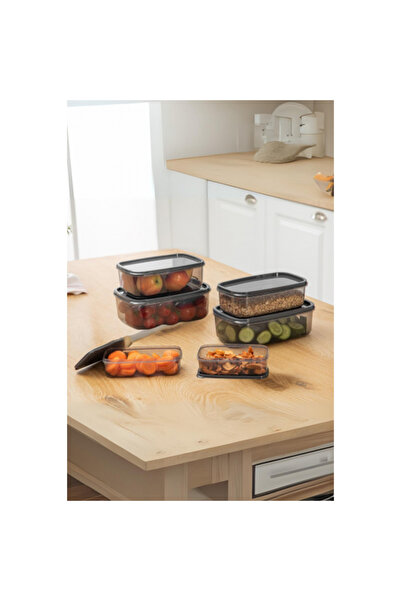 Hobibahçem Oval 6 Piece Airtight Leakproof Storage Container Set Smoked 2X(30...