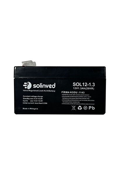 SOLİNVED 12V 1.3AH Kuru Tip Akü