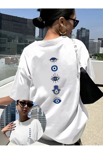 puolikuu Tricou cu imprimeu mixt pentru femei, confortabil, cu croială lejeră