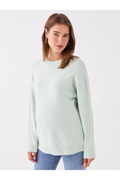 LC Waikiki Crew Neck Self Patterned Long Sleeve Maternity Tricot Sweater