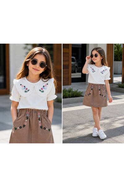 ÇİDO KİDS EMBROIDERED SKIRT SUIT