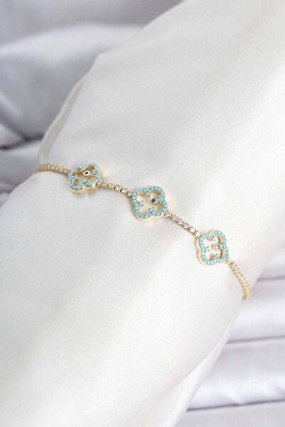 Inure Jewelry سوار نسائي من النحاس بلون ذهبي مع تفاصيل من الفيروز على شكل الب...
