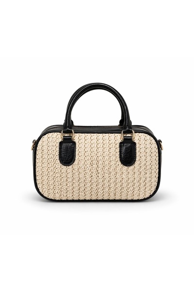 PaminBags Aksesuar Kožna patchwork slamnata cilindrična torba PMN0043