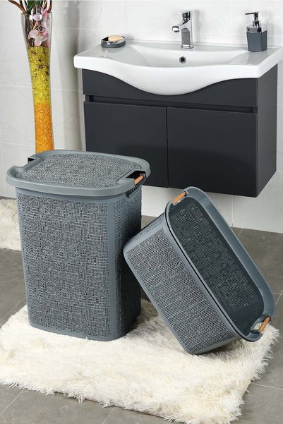 Empressco Gri Çamaşır ve Kirli Sepeti, 36x57 cm, 60 L, Hafif ve Dayanıklı Pla...