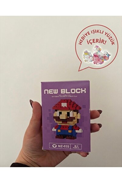 Bricks Süper Mario Temalı Brick Lego Tipi Mikro Blok Seti (Işıklı Yüzük Hediy...