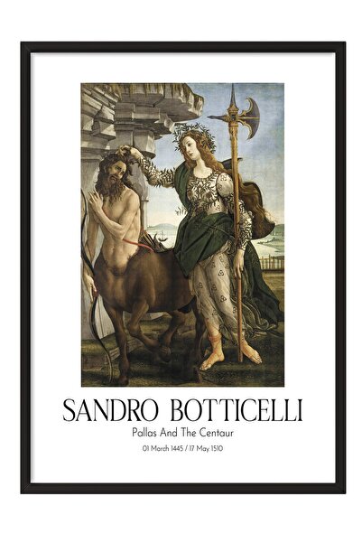 Postifull Sandro Botičeli - Palasa i Kentaur, slika u crnom okviru, umetnička...