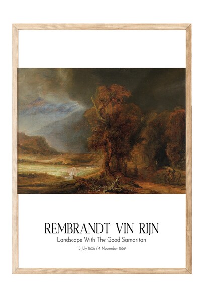Postifull Rembrandt Vin Rijn - Pejzaž sa dobrom Samarićaninom, slika u drveno...
